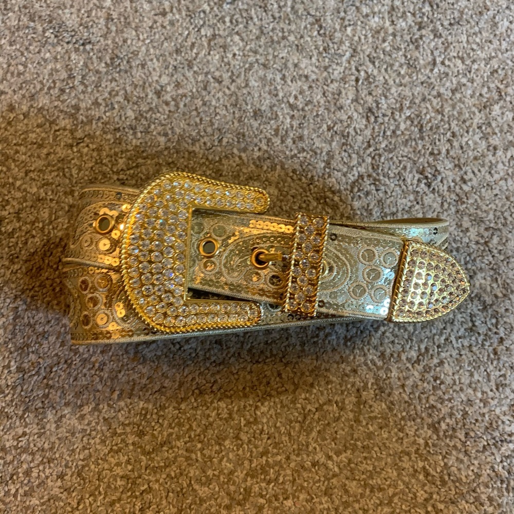 Cara gold sequin and rhinestone belt